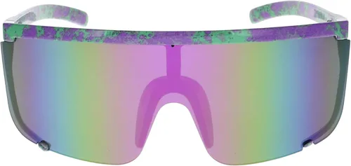 Vista 21 de Gafas de sol impecables unisex de gran tamaño con lentes espejadas, montura negra mate Espejo púrpura