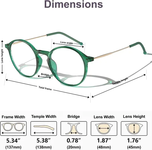 Vista 7 de VISOONE Round Lightweight Blue Light Blocking Glasses Women Men Fashion Cute Thin Eyewear Niko