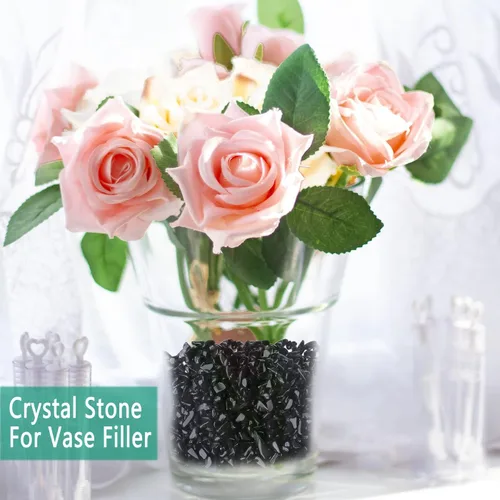 Vista 5 de MAIBAOTA Piedras de cristal de obsidiana negra natural de cuarzo para plantas suculentas, pecera pequeña, acuario, grava, piedras decorativas
