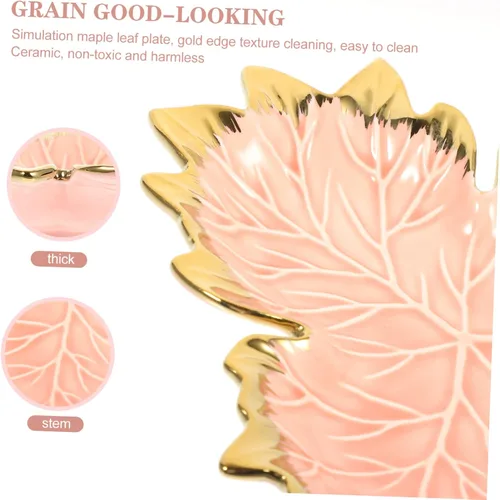 Vista 9 de 3pcs Fruit Tray Key Tray Norse Decor Vanity Trays Centerpiece Bowl Leaf Shaped Ring Dish Bracelets Plate Delicate Ring Dish Leaf Modeling Plate