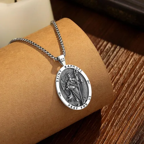 Vista 55 de Vito Collar de plata de ley 925 para mujeres y hombres, San Benito, crucifijo, Caravaca, San Cristóbal, San Judas, medalla patronal, amuleto