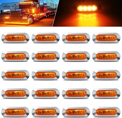 Vista 6 de 20 piezas de luces LED azules 12-24V para remolque, luces indicadoras laterales, luces de despeje delanteras y traseras con bisel cromado