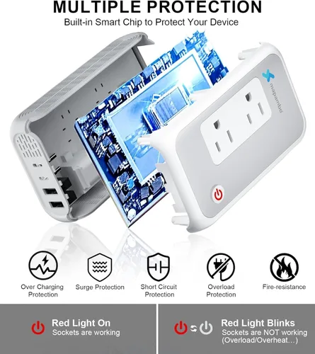 Vista 7 de Convertidor de voltaje de Estados Unidos a Europa para rizador y alisadores de cabello, convertidor de 220 V a 110 V para adaptador de enchufe