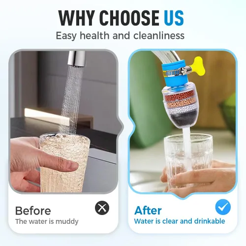 Vista 6 de Filtro de agua de carbón mágico, filtro de agua activado con cartucho de 6 capas, proporciona una fuerte presión de agua, adecuado para grifo de 1/2