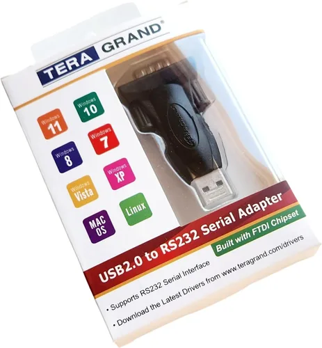 Vista 8 de Tera Grand - Adaptador Premium USB 2.0 a RS232 Serial DB9 - Compatible con Windows 11,10, 8, 7, Vista, XP, 2000, 98, Linux y Mac - Construido