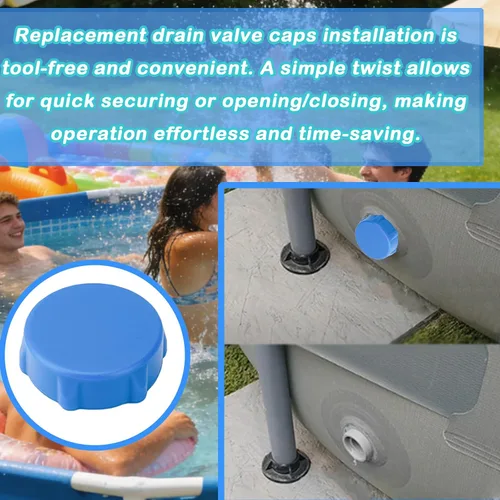 Vista 4 de P01006 - Cubierta de válvula de drenaje compatible con piscinas Coleman P6H1158ASS16 y Bestway, cubierta de válvula de drenaje de piscina, azul