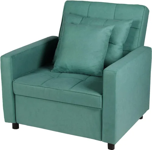 Vista 4 de Polar Aurora Silla de sofá cama convertible 3 en 1, tumbona, sillón reclinable individual para espacio pequeño con respaldo ajustable (verde)
