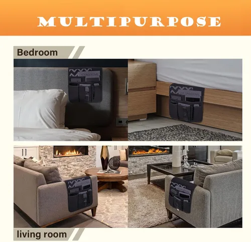 Vista 5 de Teniux - Organizador de apoyabrazos antideslizante con soporte para mando a distancia para sillón reclinable, con 5 bolsillos para revista, tableta