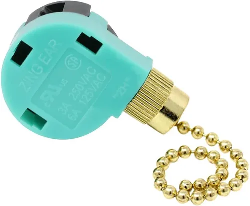 Vista 10 de Interruptor de ventilador de techo Zing Ear ZE-268S6 Interruptor de cadena de tracción de 3 velocidades 4 alambres Interruptor de cadena de tracción