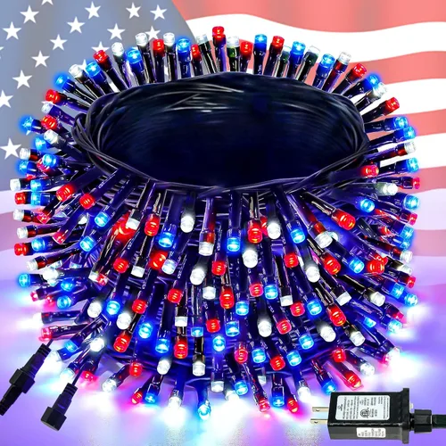 Vista 14 de Luces de cadena navideñas conectables de 240 LED de 88 pies, 13 modos, para interiores y exteriores, cable verde extensible, luces de árbol