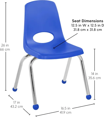 Vista 2 de FDP 15407-BL - Silla escolar apilable de 8 pulgadas con deslizadores de Azul