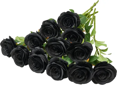 Vista 23 de 12 piezas Rosas Flores Artificiales Rosas Falsas Azul Bebé Rosas de Seda Flores de Seda Blancas Rosas con Tallos Largos para Bodas Hogar Fiestas