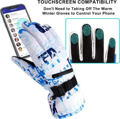 Vista 4 de Avicill Guantes de esquí para nieve, guantes de nieve para hombre, guantes de nieve impermeables para mujer, guantes de snowboard para exteriores