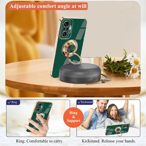 Vista 4 de Compatible con Xiaomi Redmi Note 10 Pro Case Ring Holder Magnet Silicone, Xiaomi Redmi Note 10 Pro Funda de silicona delgada blanca cubierta negra