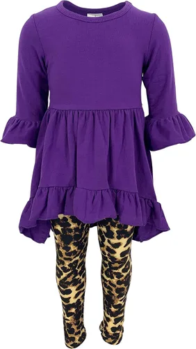 Vista 5 de Unique Baby Conjunto de leggings con ribete de entrepierna para el día de San Valentín para niñas