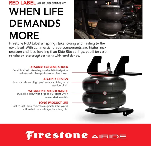 Vista 5 de Firestone Airide 2715 Red Label - Kit de resortes de aire traseros para chasis de cabina C3500HD 2012-2025 5-150 PSI Capacidad de carga de 7,500