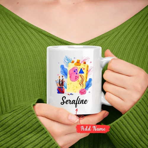 Vista 2 de Taza de café personalizada, taza de artista, regalo de artista para mujeres u hombres, regalos para artistas, taza para amantes del arte, taza