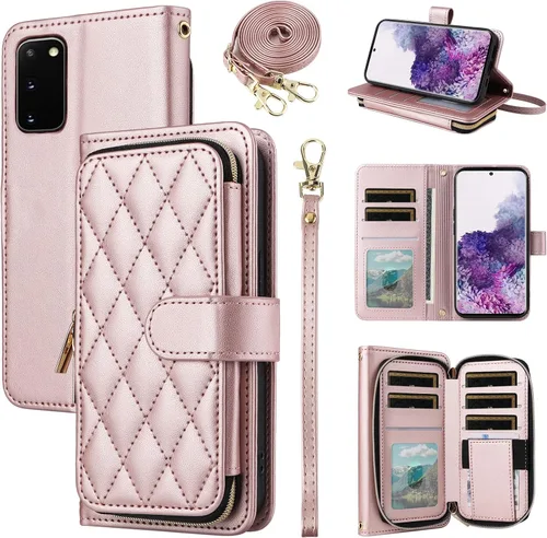 Vista 41 de Funda de Cartera para Samsung Galaxy S20 FE 5G de 6.5 Pulgadas con Correa para Muñeca, Billetera con Cremallera y más de 9 Ranuras para Tarjetas