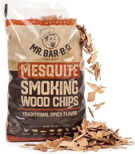 Vista 10 de Mr. Bar-B-Q - Chips de madera para ahumar de madera, paquete de 3 sabores, manzana, mezquite y nogal de Mr. Bar-B-Q, se pueden utilizar en parrilla