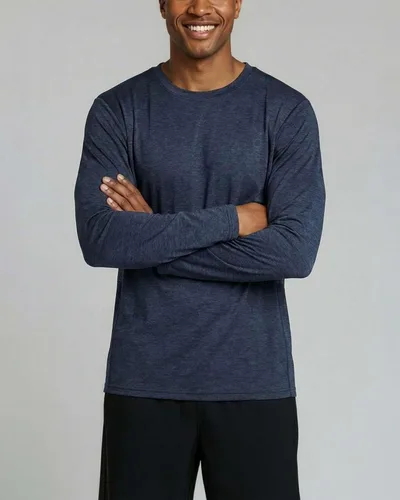 Vista 3 de Real Essentials Paquete de 4 unidades camiseta de manga larga para hombre Dry Fit, disipa la humedad, protección solar FPU 50+ contra rayos