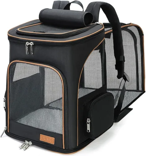 Vista 8 de Lekereise Mochila para Gatos Expandible Transportador de Mascotas Mochila para Gatos y Perros Pequeños, Mochila Transportador de Perros Plegable