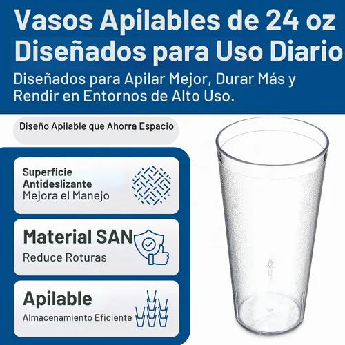 Vista 5 de Carlisle FoodService Products - Vaso de plástico Stackable™ de 24 onzas, transparente (paquete de 72)