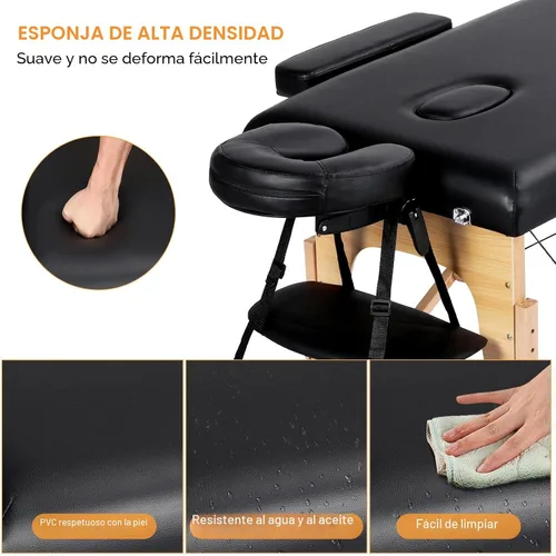 Vista 2 de Yaheetech - Mesa de masaje portátil, camas para pestañas, cama de spa, sofá de masaje plegable, mesas de spa ajustables, plegables en 2 con bolsa