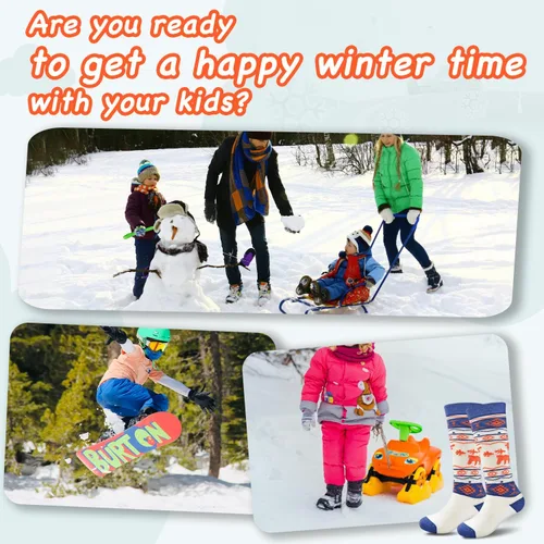 Vista 7 de Socks Daze Paquete de 2 calcetines de esquí de mezcla de lana merina para niños, hasta la rodilla, cálidos, para invierno, snowboard, patinaje