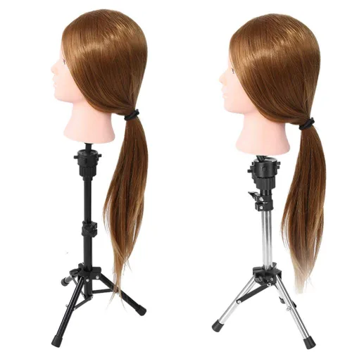 Vista 7 de Soporte para cabeza de maniquí, soporte de trípode, ajustable, profesional, de plástico, para peluca, sombrero, soporte para cabello para cabeza