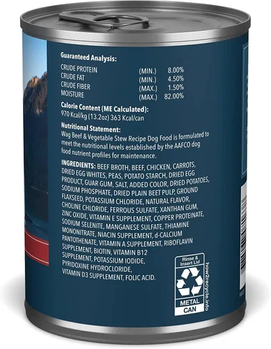 Vista 7 de Marca de Amazon - Wag Stew - Comida para perros enlatada, receta de carne de res y vegetales, lata de 13.2 onzas (paquete de 12)