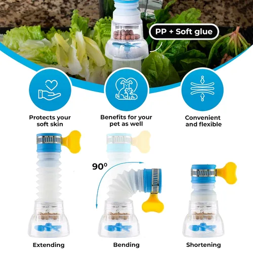 Vista 3 de Juego de 3 filtros de grifo, extensores de grifo de agua con rotación 360, purificador de agua ajustable para fregadero (0.83 x 2.6 x 1.85), fácil