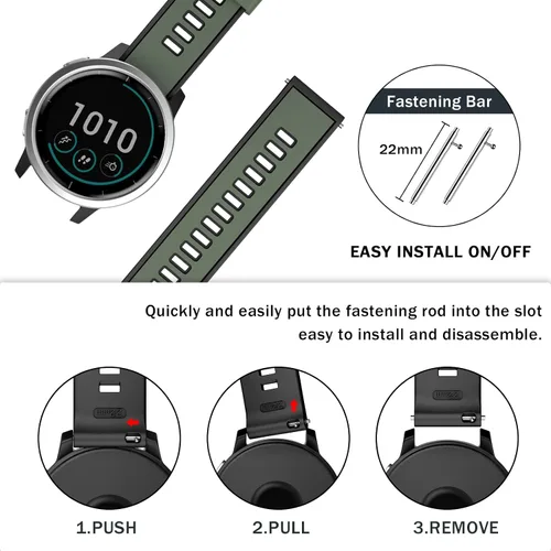 Vista 6 de ISABAKE Correa de reloj para Garmin Vivoactive 4/Venu 2/Venu 3/Gear S3 Frontier/Classic, correa de silicona de liberación rápida de 0.866 in