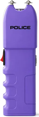 Vista 4 de POLICE - Pistola de aturdimiento para defensa personal 928, linterna LED recargable, color morado Protección de alto voltaje, diseño compacto