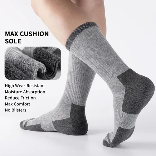 Vista 2 de COOPLUS Calcetines deportivos para hombre que absorben la humedad, calcetines de trabajo duraderos a media pantorrilla para correr deportes (6 pares)