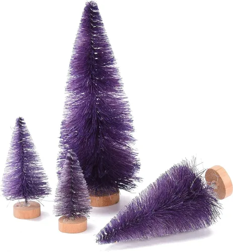 Vista 10 de JUOPZKENN 16 árboles de Navidad artificiales verdes, seda y madera, mini árboles de pino Xmax para manualidades, decoración de invierno, decoración