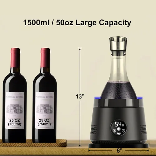 Vista 4 de Cobalance Decantador eléctrico de vino con aireador integrado, enfriador de botellas de 50 onzas y jarra, mantiene fresco las 24 horas, perfecto