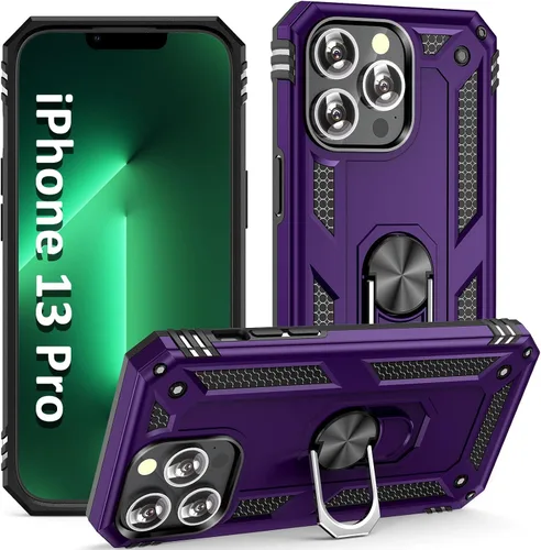 Vista 14 de ADDIT Funda para iPhone 13 Mini iPhone 13 Mini, con soporte de anillo, soporte magnético para automóvil, grado militar, resistente, para iPhone 13