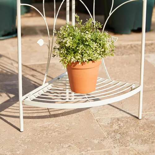 Vista 8 de Glitzhome Estante de metal blanco de 52 pulgadas de alto con 4 niveles para interior y exterior, jardín, granja