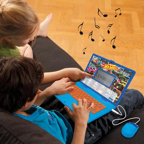 Vista 5 de Lexibook Hot Wheels, portátil educativo y bilingüe en inglés/español, juguete para niños con 124 actividades para aprender, jugar juegos y música