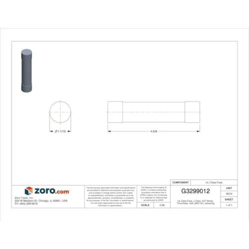Vista 2 de Mersen AJT Amp-Trap 2000 SmartSpot Time-Delay/Class J Fusible con máxima protección de circuito, 600 VAC/500 VCC, 200 kA AC/100 kA DC, 40 amperios