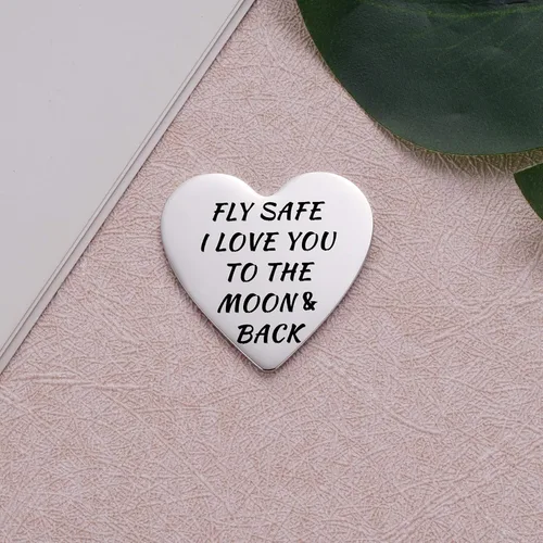Vista 2 de Ficha de bolsillo Fly Safe I Love You, regalos de piloto para marido, regalo de aviación, novio, capitán de aerolínea, regalos para aviador