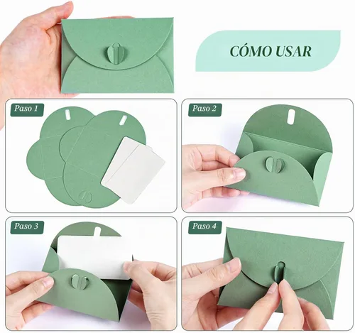 Vista 7 de ABSOFINE - 25 sobres pequeños con tarjetas en blanco, tarjeteros de regalo, color verde salvia
