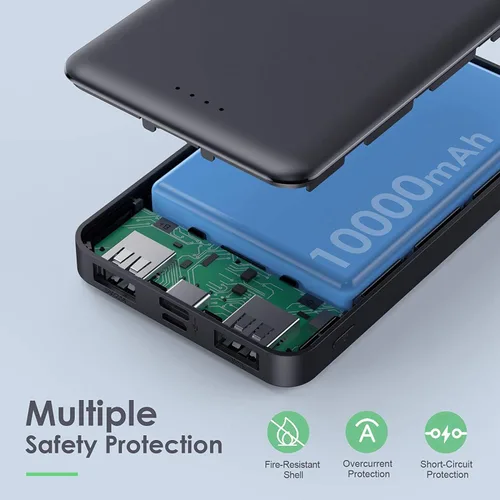 Vista 7 de [Paquete de 2] Cargador portátil de 10000 mAh, cargador de teléfono portátil de entrada y salida USB C más delgado, cargador de teléfono portátil