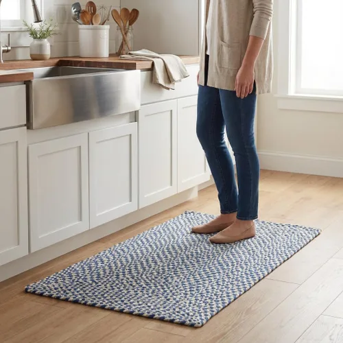 Vista 21 de Super Area Rugs - Alfombra trenzada de algodón de tres colores para granja, estilo búfalo a cuadros, negro, blanco, gris, 2 x 3 pies, rectangular