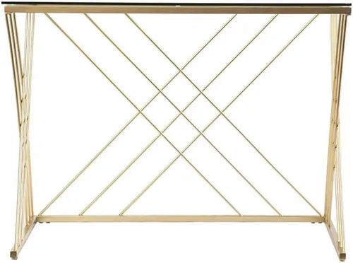 Vista 4 de SEI Furniture Dezby - Escritorio moderno con tapa de cristal, color plateado