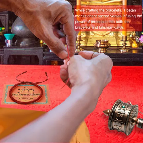 Vista 4 de Auténtica pulsera de nudo Dorje bendecida hecha a mano por monjes tibetanos con protección y talismán para mujeres y hombres