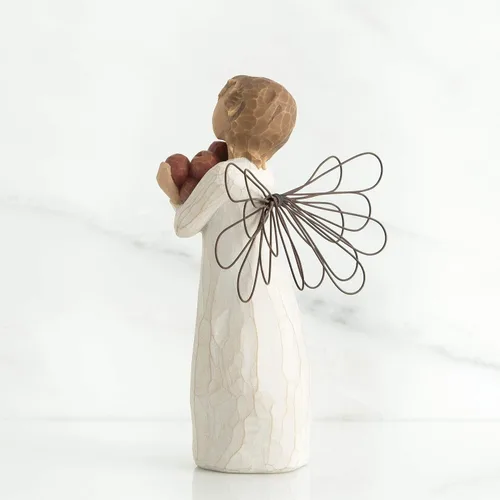Vista 4 de Willow Tree Ángel de la buena salud, una abundancia de salud y felicidad, sosteniendo manzanas como símbolo de esperanza y curación, agradecimiento