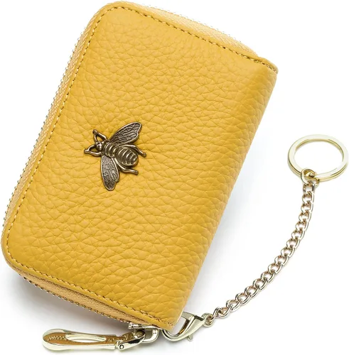 Vista 12 de imeetu Soporte para tarjetas de crédito RFID, cartera pequeña de cuero con cremallera para mujer