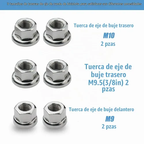 Vista 4 de Tuerca para rueda de bicicleta, 6 unidades, 3 tamaños M8/3/8/M10