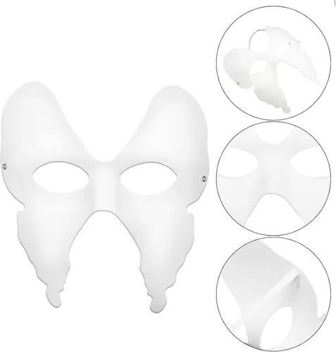 Vista 3 de Paquete de 40 máscaras de papel de Mardi Gras de color blanco liso para mascarada, máscaras de papel de media cara para mujeres, hombres y adultos